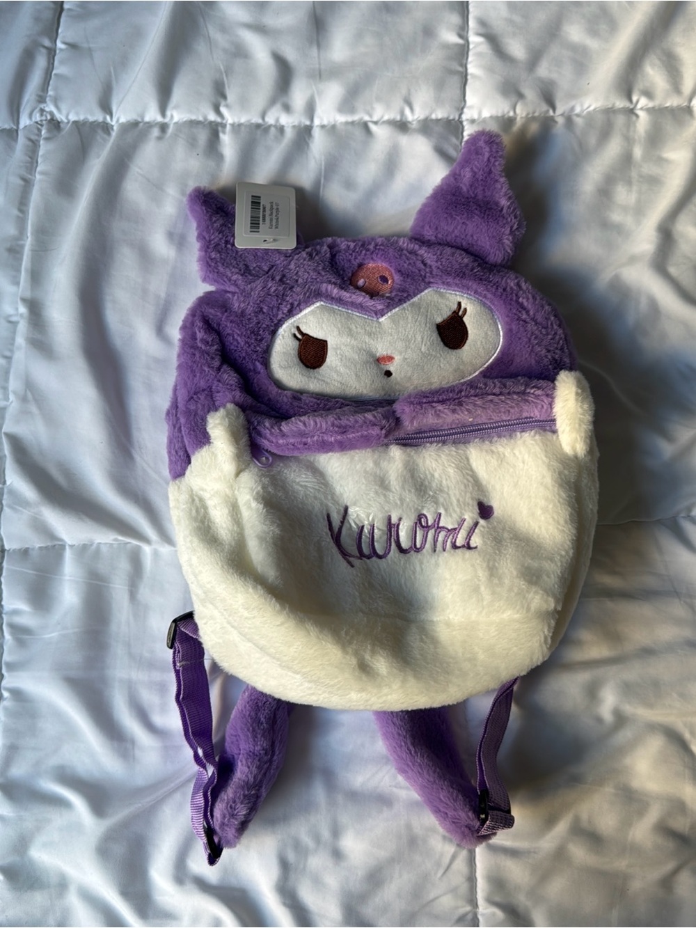 Plush Backpack for Kids - Purple and White